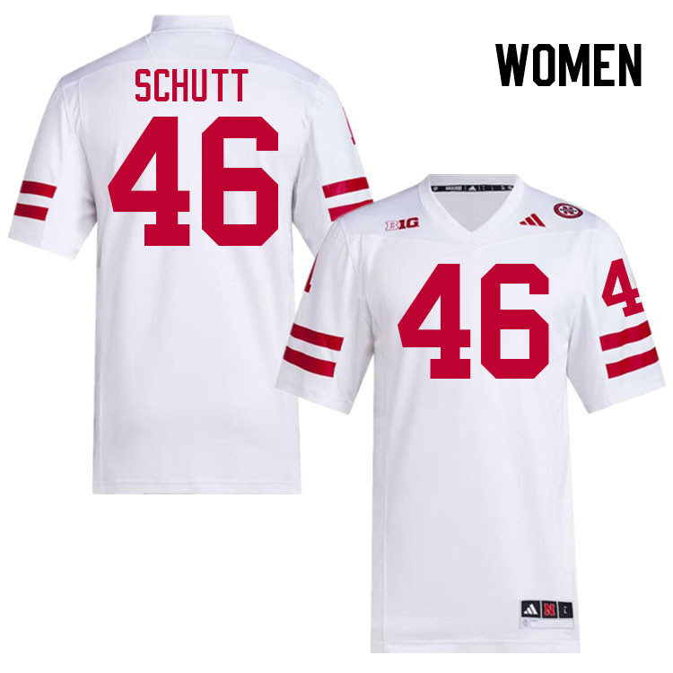 Women #46 Connor Schutt Nebraska Cornhuskers College Football Jerseys Stitched Sale-White